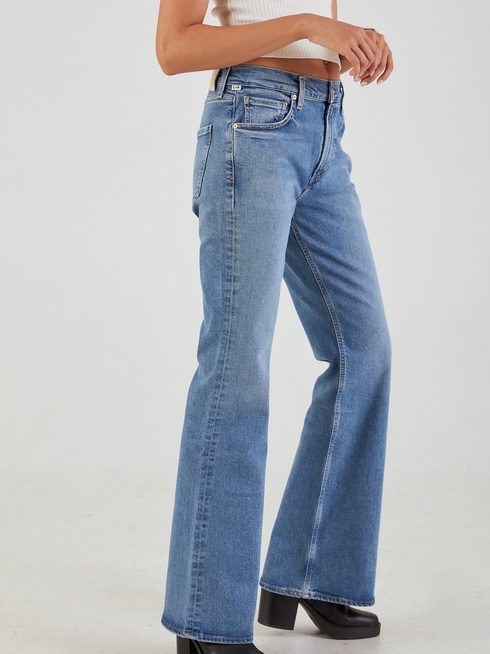 Citizens Of Humanity Mid-Rise Washed Blue Flare Jeans